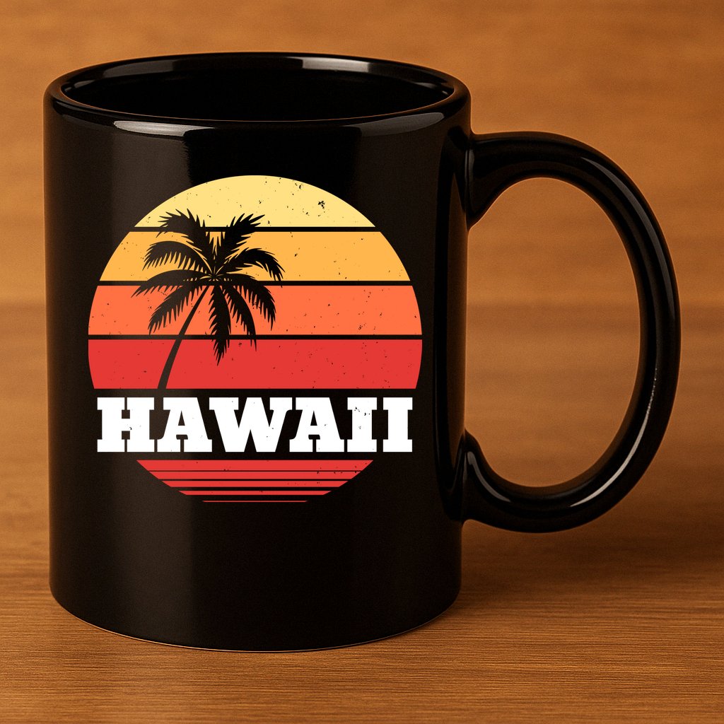 Hawaii Retro Sun 11oz C Handle Ceramic Mug
