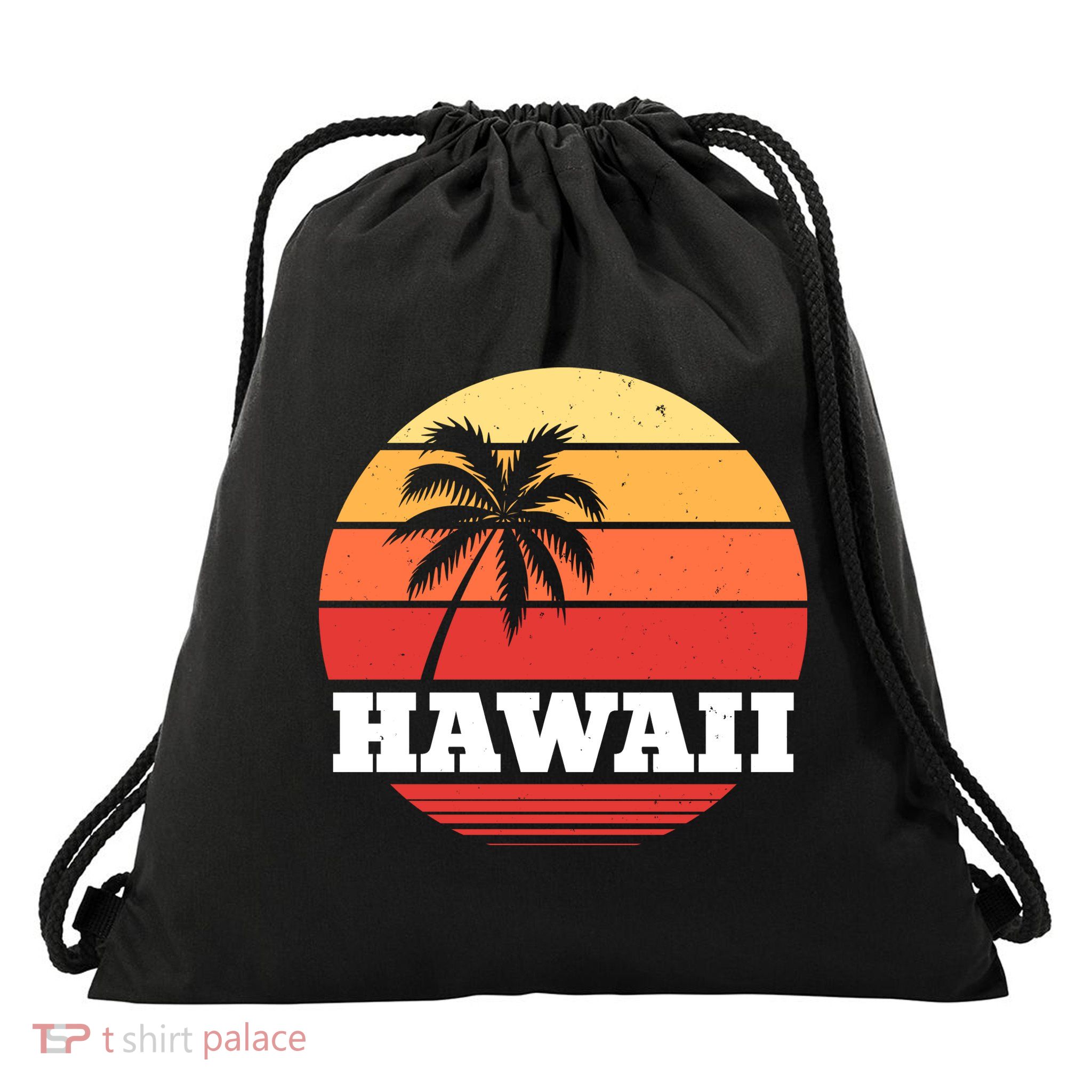 Hawaii Retro Sun Drawstring Bag