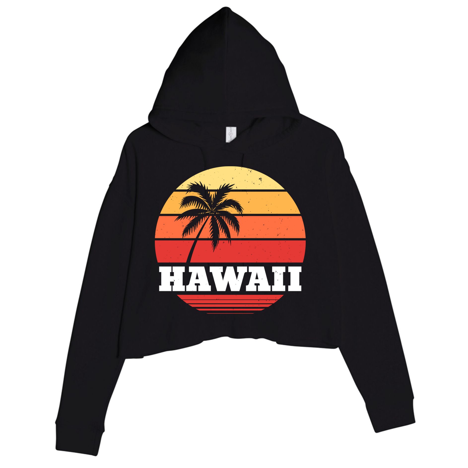 Hawaii Retro Sun Crop Fleece Hoodie