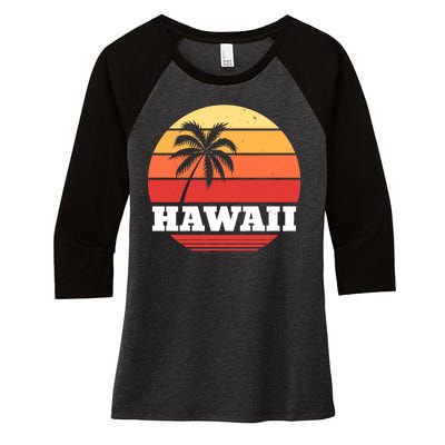 Hawaii Retro Sun Women's Tri-Blend 3/4-Sleeve Raglan Shirt