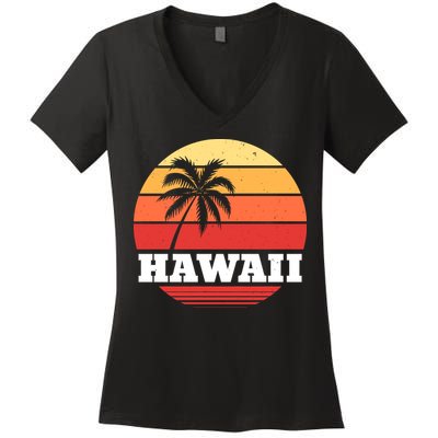 Hawaii Retro Sun Women's V-Neck T-Shirt