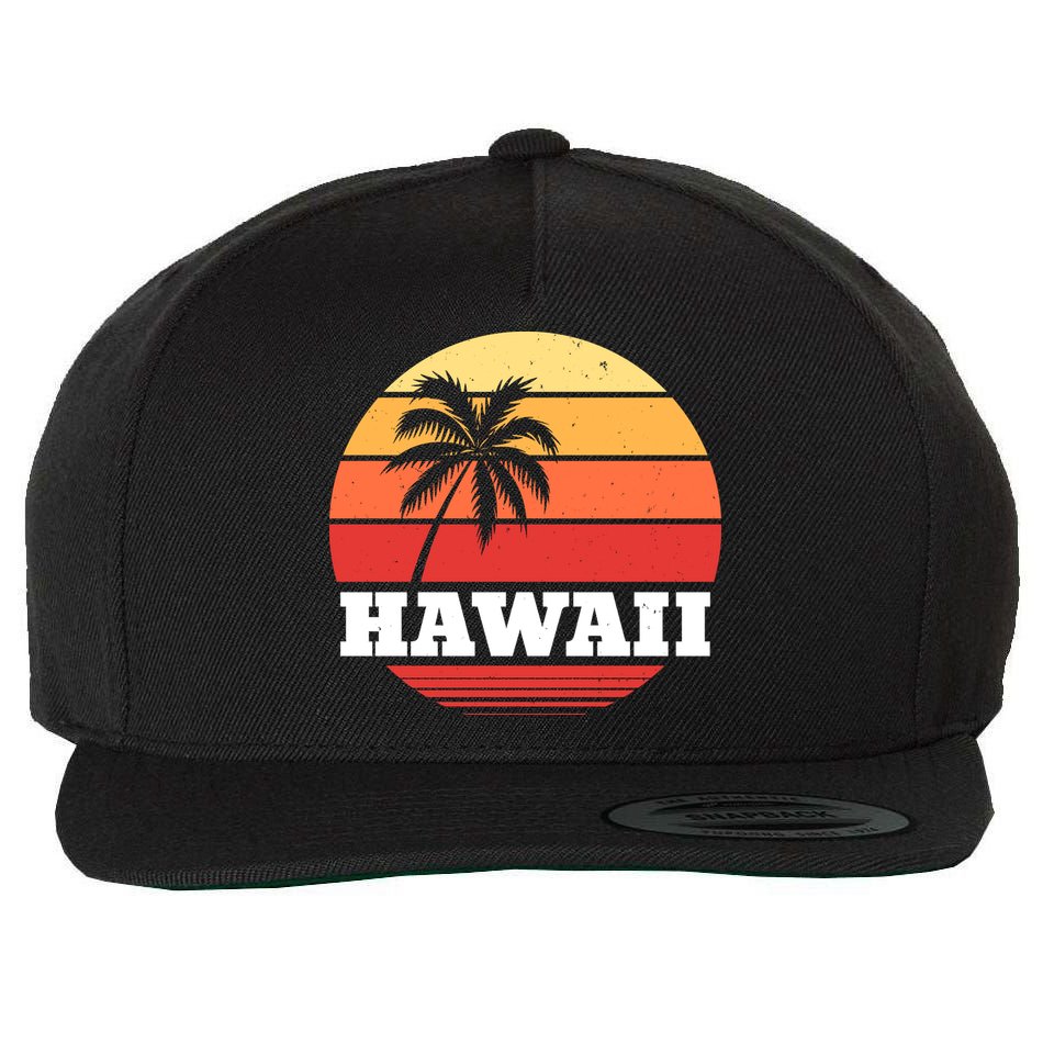Hawaii Retro Sun Wool Snapback Cap
