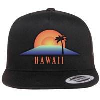 Hawaii Sunrise Logo Flat Bill Trucker Hat