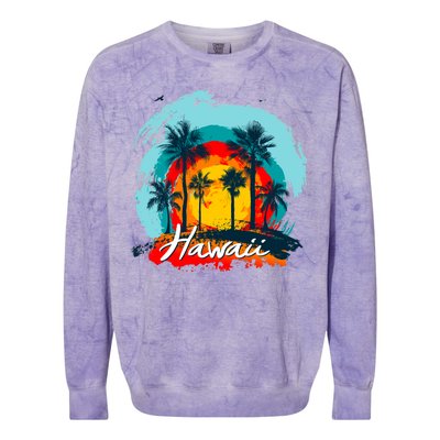 Hawaii Tropical Sunset Colorblast Crewneck Sweatshirt