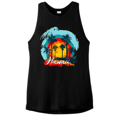 Hawaii Tropical Sunset Ladies PosiCharge Tri-Blend Wicking Tank