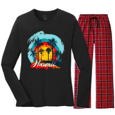 Hawaii Tropical Sunset Women's Long Sleeve Flannel Pajama Set 