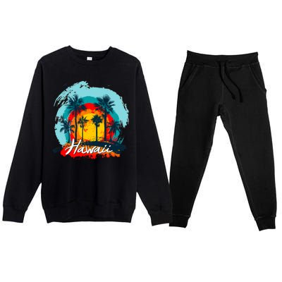 Hawaii Tropical Sunset Premium Crewneck Sweatsuit Set