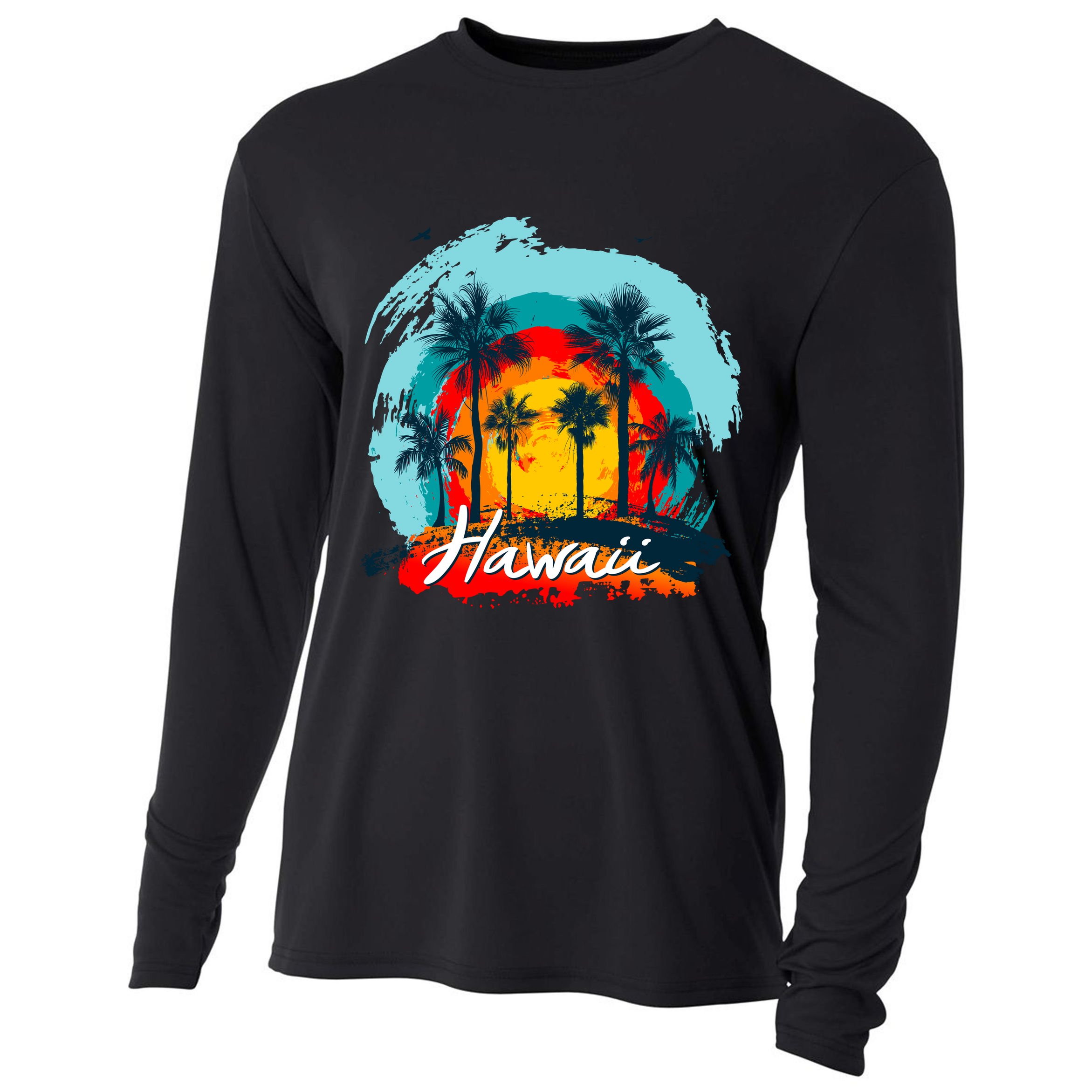 Hawaii Tropical Sunset Cooling Performance Long Sleeve Crew