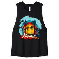 Hawaii Tropical Sunset Women's Racerback Cropped Tank