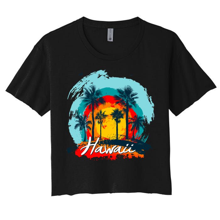 Hawaii Tropical Sunset Women's Crop Top Tee