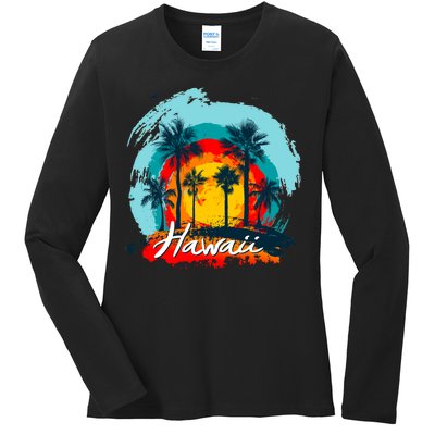 Hawaii Tropical Sunset Ladies Long Sleeve Shirt