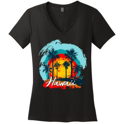 Hawaii Tropical Sunset Women's V-Neck T-Shirt