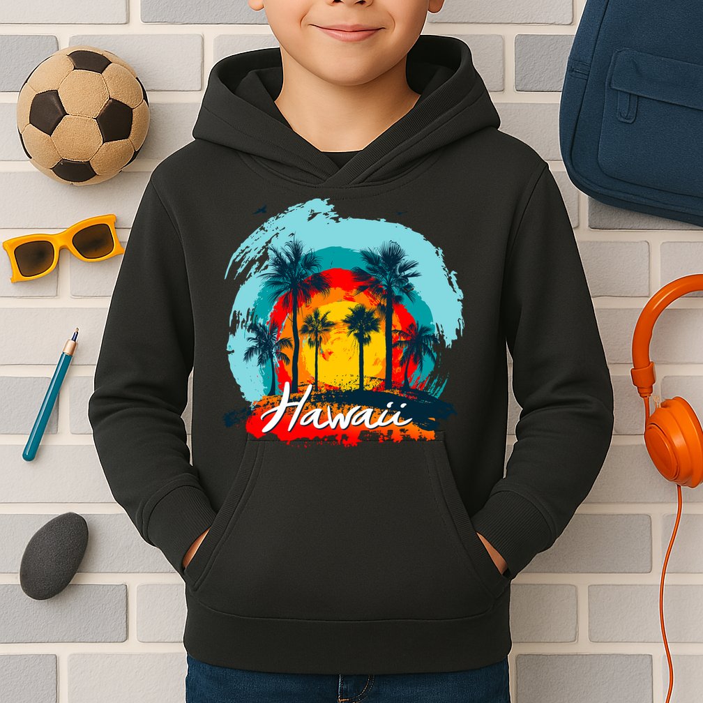 Hawaii Tropical Sunset Kids Hoodie