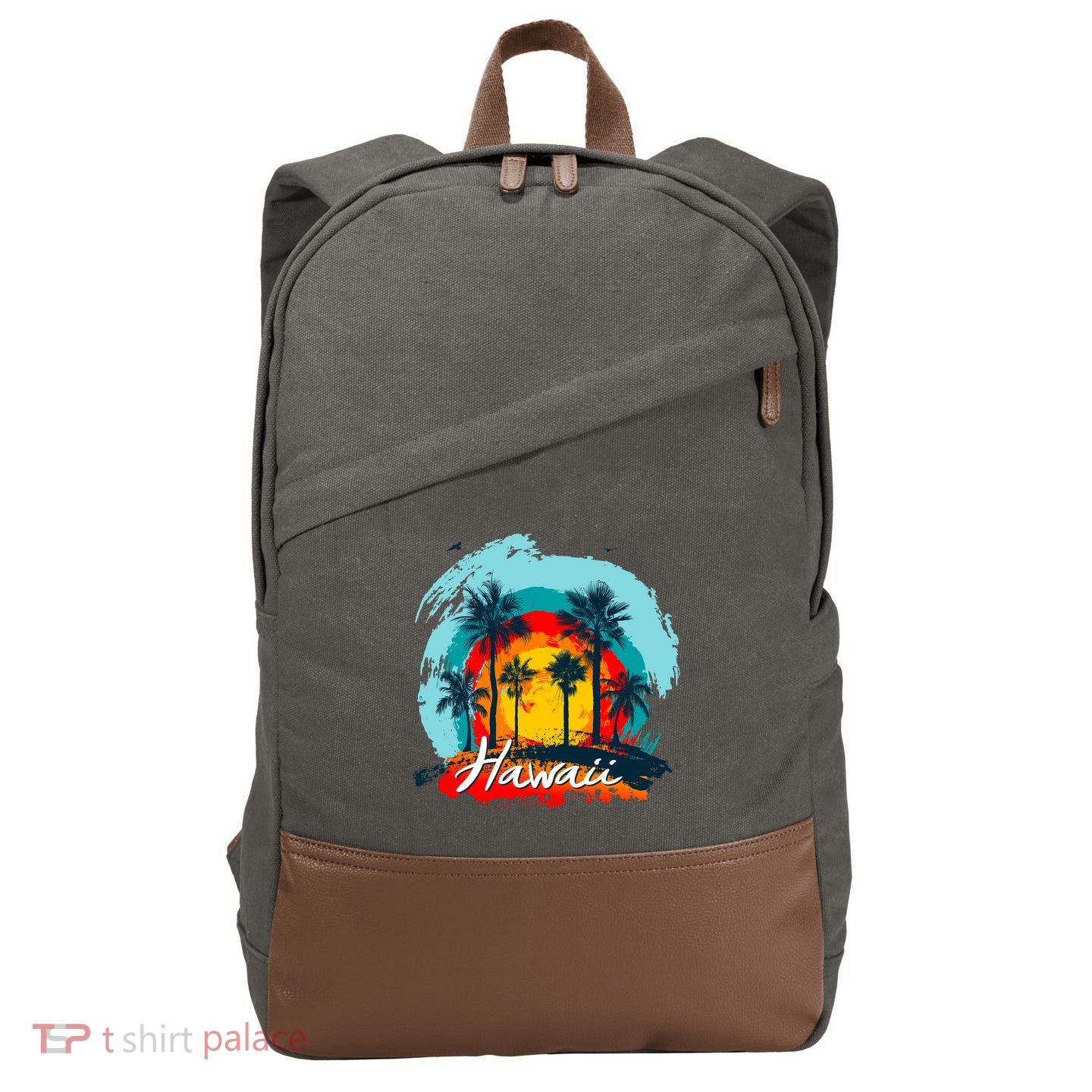 Hawaii Tropical Sunset Cotton Canvas Backpack