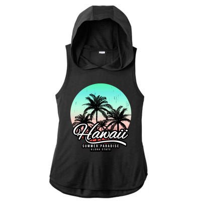 Hawaii Vintage Logo Ladies PosiCharge Tri-Blend Wicking Draft Hoodie Tank