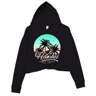 Hawaii Vintage Logo Crop Fleece Hoodie