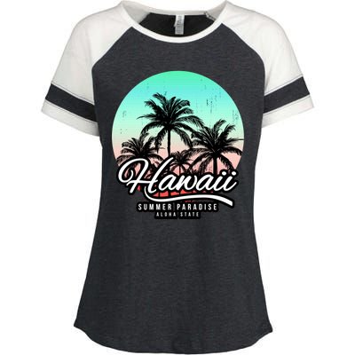 Hawaii Vintage Logo Enza Ladies Jersey Colorblock Tee