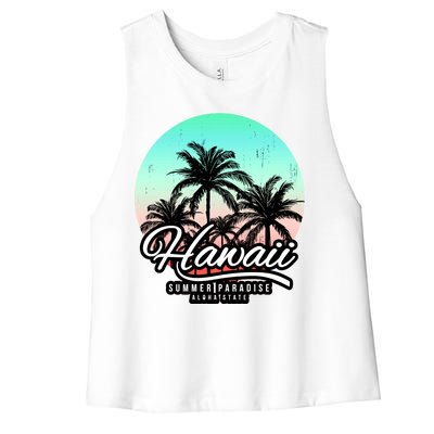 Hawaii Vintage Logo Women's Racerback Cropped Tank