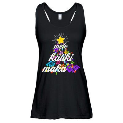 Hawaiian Mele Kaliki Maka Christmas Tree Ladies Essential Flowy Tank
