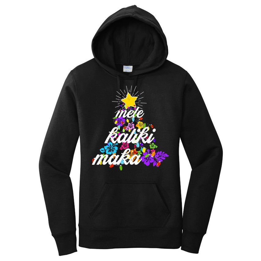 Hawaiian Mele Kaliki Maka Christmas Tree Women's Pullover Hoodie