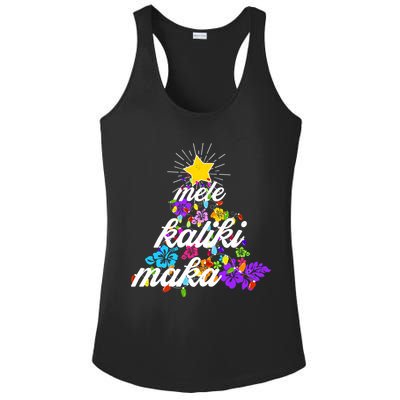 Hawaiian Mele Kaliki Maka Christmas Tree Ladies PosiCharge Competitor Racerback Tank