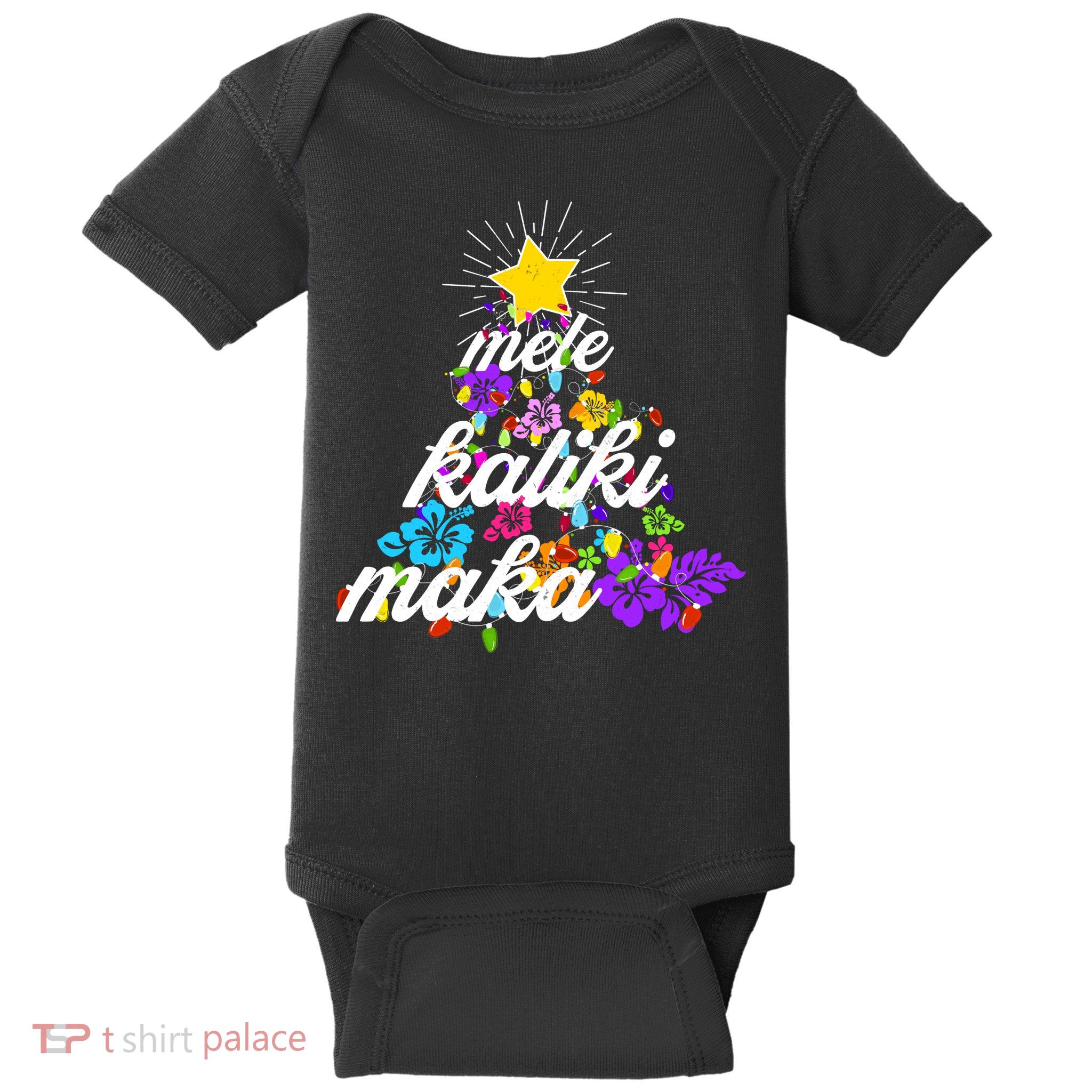 Hawaiian Mele Kaliki Maka Christmas Tree Baby Bodysuit