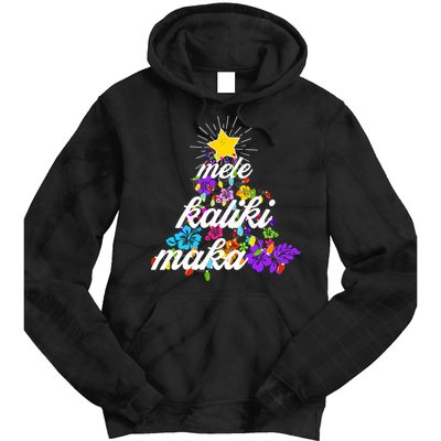 Hawaiian Mele Kaliki Maka Christmas Tree Tie Dye Hoodie