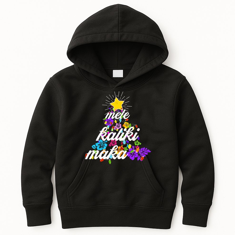Hawaiian Mele Kaliki Maka Christmas Tree Kids Hoodie