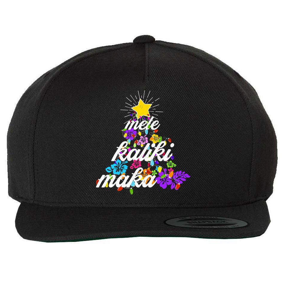 Hawaiian Mele Kaliki Maka Christmas Tree Wool Snapback Cap
