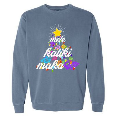 Hawaiian Mele Kaliki Maka Christmas Tree Garment-Dyed Sweatshirt