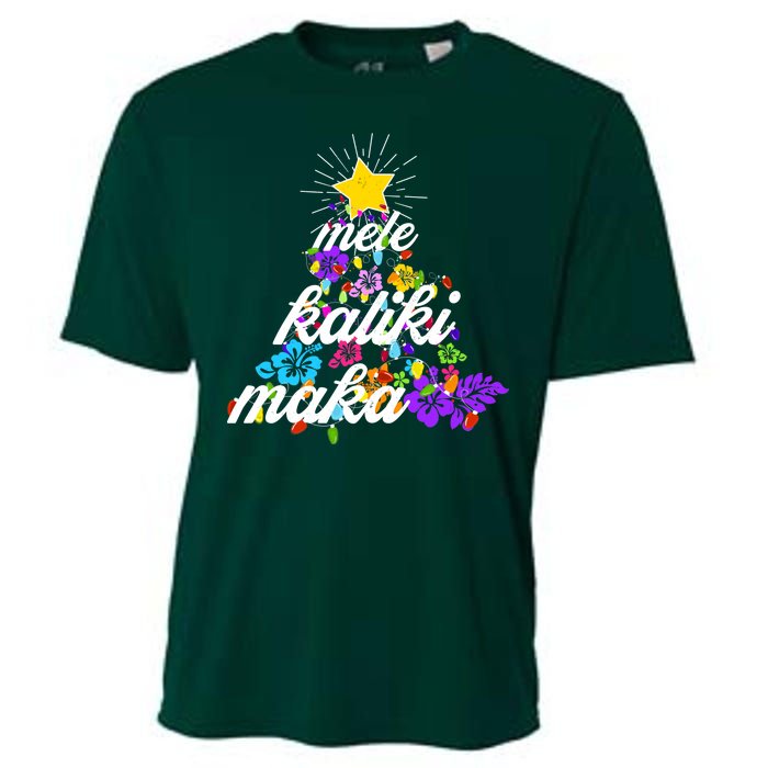 Hawaiian Mele Kaliki Maka Christmas Tree Cooling Performance Crew T-Shirt