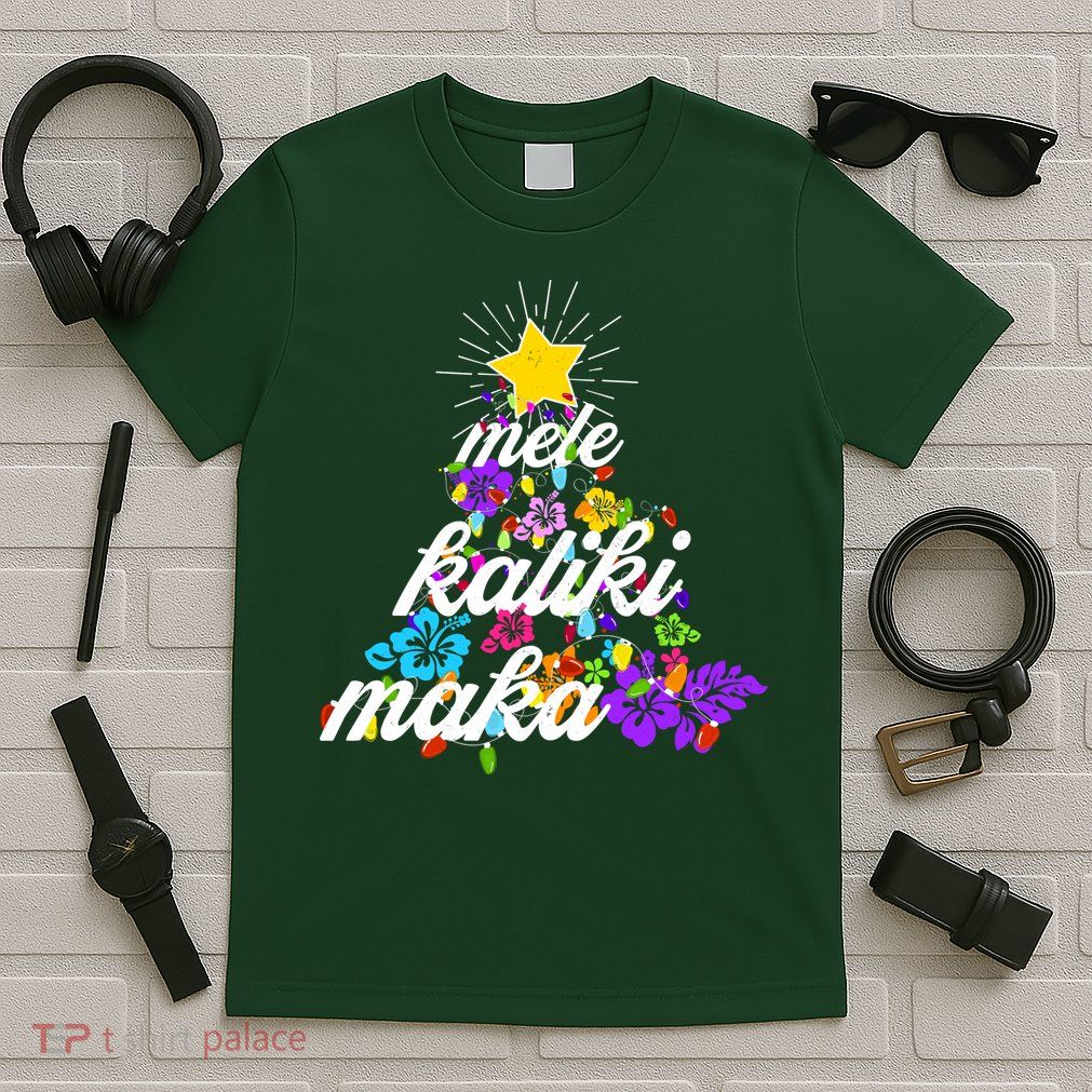 Hawaiian Mele Kaliki Maka Christmas Tree T-Shirt