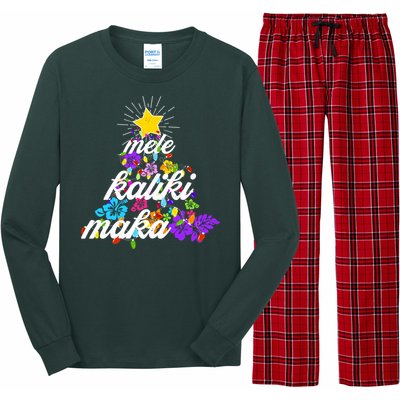 Hawaiian Mele Kaliki Maka Christmas Tree Long Sleeve Pajama Set