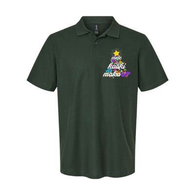 Hawaiian Mele Kaliki Maka Christmas Tree Softstyle Adult Sport Polo