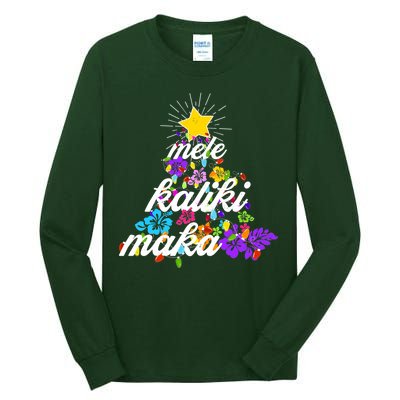 Hawaiian Mele Kaliki Maka Christmas Tree Tall Long Sleeve T-Shirt