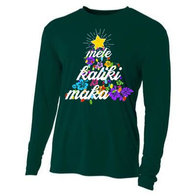 Hawaiian Mele Kaliki Maka Christmas Tree Cooling Performance Long Sleeve Crew