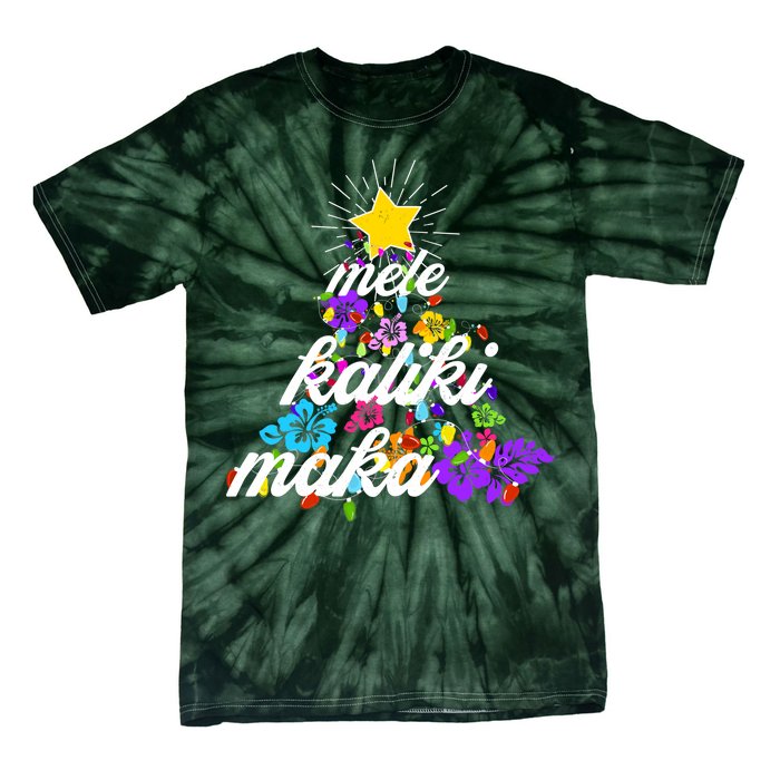 Hawaiian Mele Kaliki Maka Christmas Tree Tie-Dye T-Shirt