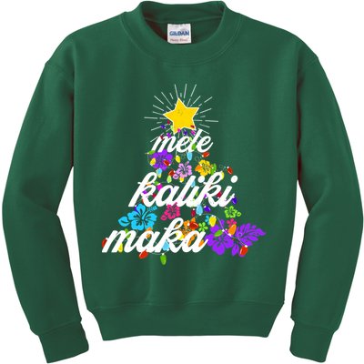 Hawaiian Mele Kaliki Maka Christmas Tree Kids Sweatshirt