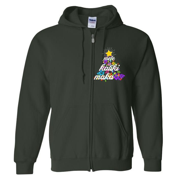 Hawaiian Mele Kaliki Maka Christmas Tree Full Zip Hoodie