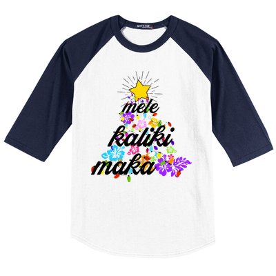 Hawaiian Mele Kaliki Maka Christmas Tree Baseball Sleeve Shirt