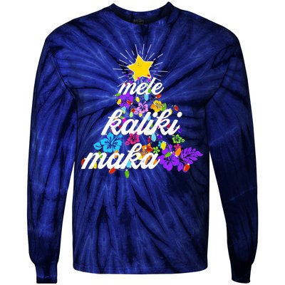 Hawaiian Mele Kaliki Maka Christmas Tree Tie-Dye Long Sleeve Shirt