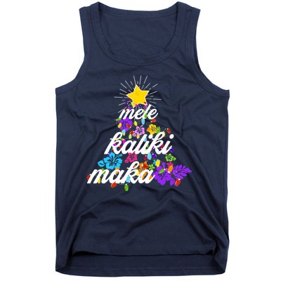 Hawaiian Mele Kaliki Maka Christmas Tree Tank Top