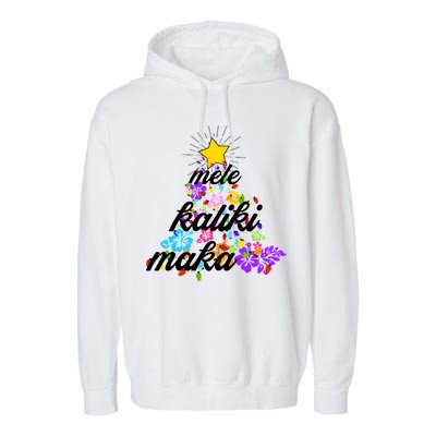 Hawaiian Mele Kaliki Maka Christmas Tree Garment-Dyed Fleece Hoodie