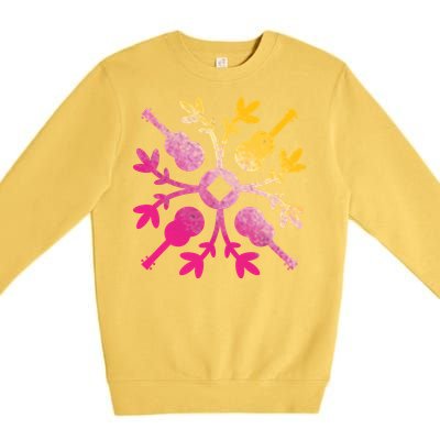 Hawaiian Mele Music Quilt Tribal Tattoo Ukulele Premium Crewneck Sweatshirt