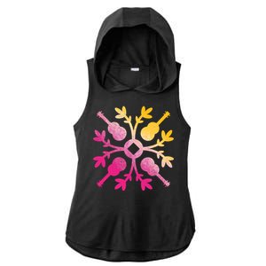 Hawaiian Mele Music Quilt Tribal Tattoo Ukulele Ladies PosiCharge Tri-Blend Wicking Draft Hoodie Tank