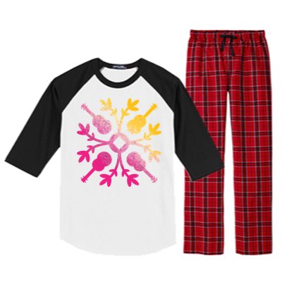 Hawaiian Mele Music Quilt Tribal Tattoo Ukulele Raglan Sleeve Pajama Set