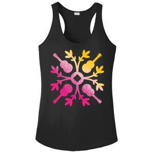 Hawaiian Mele Music Quilt Tribal Tattoo Ukulele Ladies PosiCharge Competitor Racerback Tank