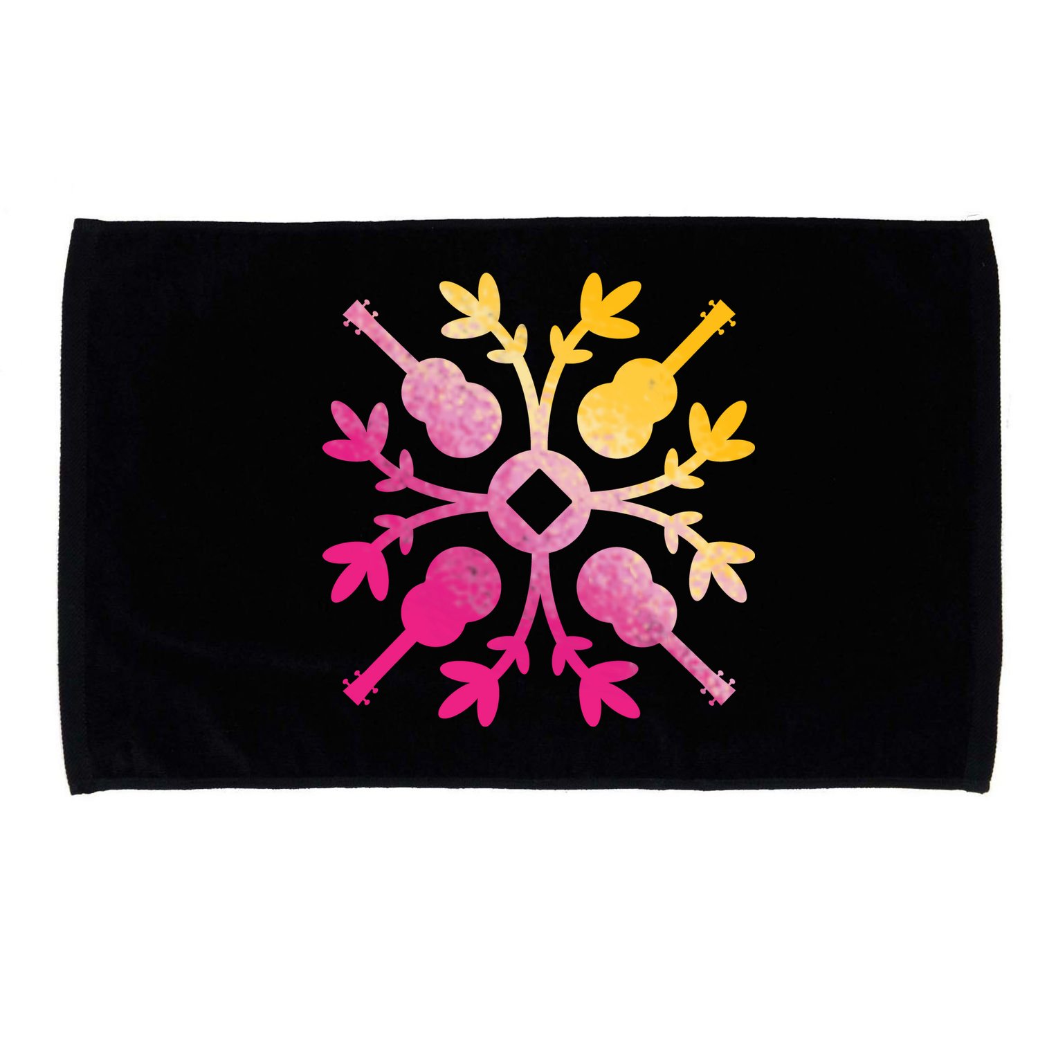 Hawaiian Mele Music Quilt Tribal Tattoo Ukulele Microfiber Hand Towel
