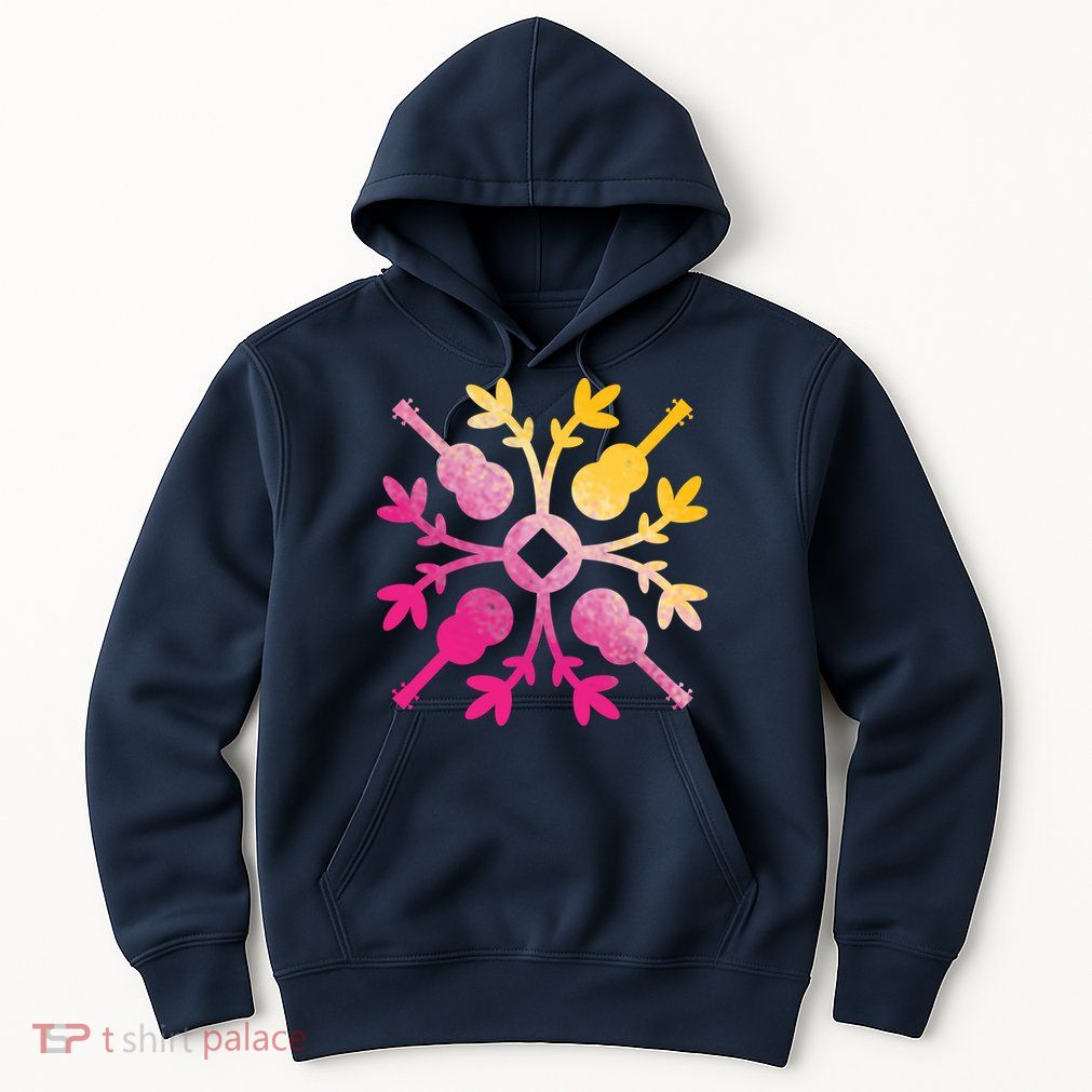 Hawaiian Mele Music Quilt Tribal Tattoo Ukulele Hoodie