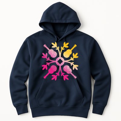 Hawaiian Mele Music Quilt Tribal Tattoo Ukulele Hoodie